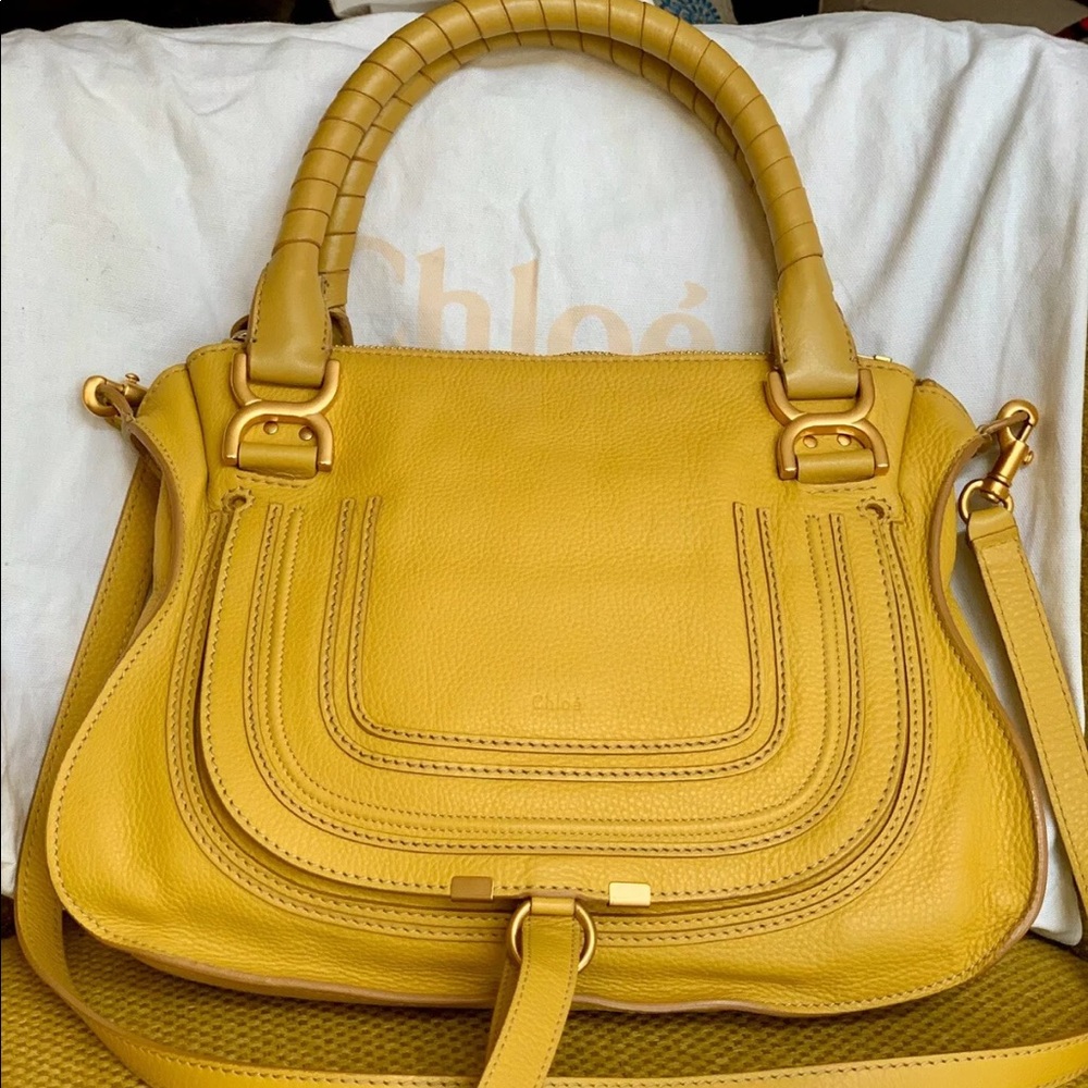 Chloe Marcie Yellow Satchel Crossbody Bag Medium